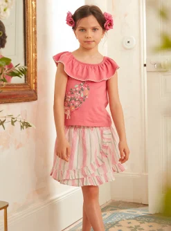 Sergent Major Blouse & T-shirt-T-shirt rose avec éléphant