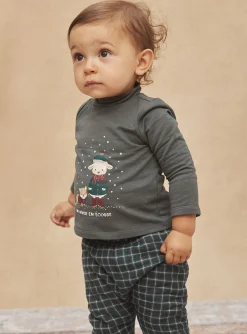 Sergent Major Chemise, T-shirt & Polo-T-shirt vert de gris à manches longues en molleton