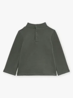 Sergent Major Chemise, T-shirt & Polo-T-shirt vert de gris &agrave; manches longues en molleton