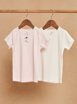 Sergent Major Sous-vêtement, Chaussette & Collant-2 T-shirts écrus à motif danseuse