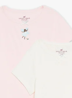 Sergent Major Sous-vêtement, Chaussette & Collant-2 T-shirts &eacute;crus &agrave; motif danseuse