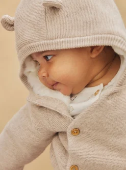 Sergent Major Veste & Cardigan-Veste &agrave; capuche beige en tricot