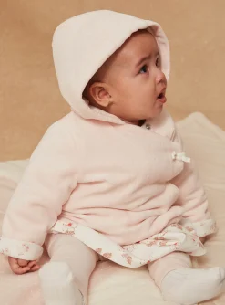 Sergent Major Veste & Cardigan-Veste &agrave; capuche rose p&acirc;le en velours