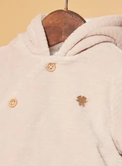 Sergent Major Veste & Cardigan-Veste de naissance &agrave; capuche beige en velours
