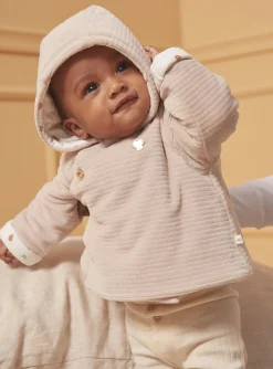 Sergent Major Veste & Cardigan-Veste de naissance &agrave; capuche beige en velours