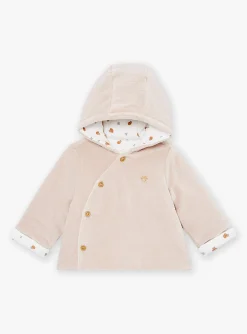 Sergent Major Veste & Cardigan-Veste de naissance &agrave; capuche beige en velours