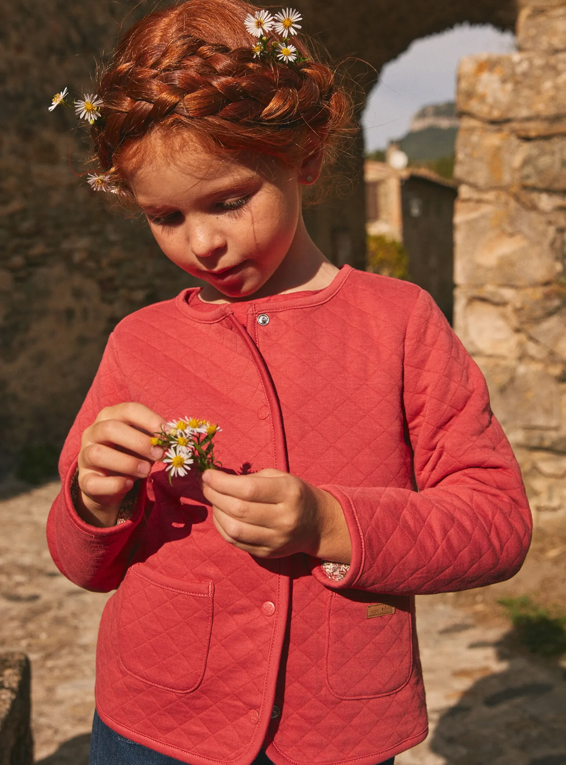 Sergent Major Pull, Gilet & Cardigan-Veste en tubique matelassé rouge réversible