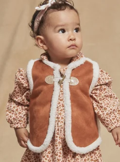 Sergent Major Pull, Gilet & Cardigan-Veste marron en daim synthétique