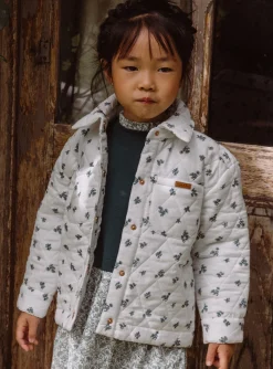 Sergent Major Manteau, Parka & Veste-Veste matelassée écrue à imprimé fleuri