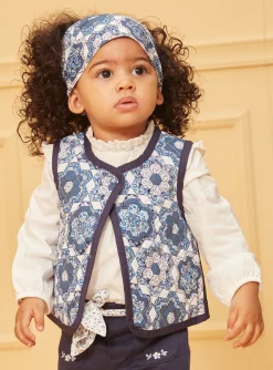 Sergent Major Pull, Gilet & Cardigan-Veste sans manches bleu et blanc matelassée