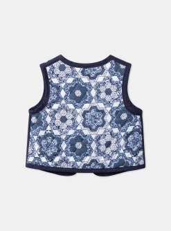 Sergent Major Pull, Gilet & Cardigan-Veste sans manches bleu et blanc matelass&eacute;e